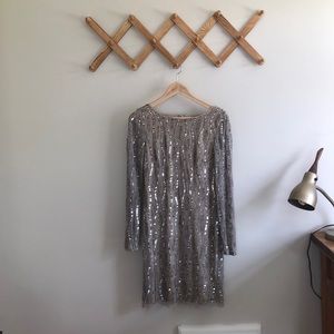 Adrianna Papell Sequin Long Sleeve Dress